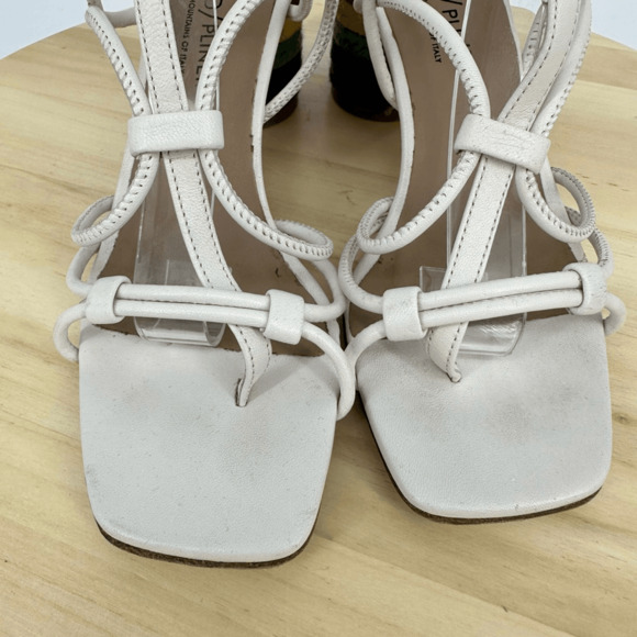 Donald J Pliner Strappy Leather Sandals Size 6 Block Heel Rainbow White Fairy - Picture 7 of 14